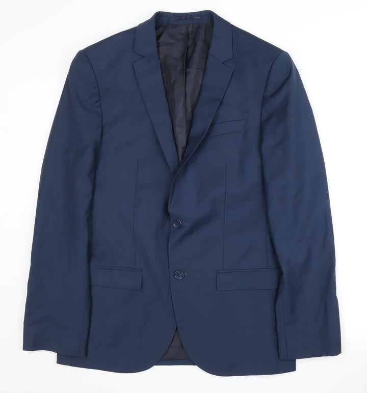 River Island Men's Blue Blazer, 40R, Polyester Wool