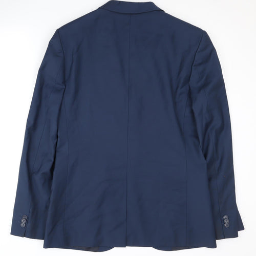 River Island Men's Blue Blazer, 40R, Polyester Wool