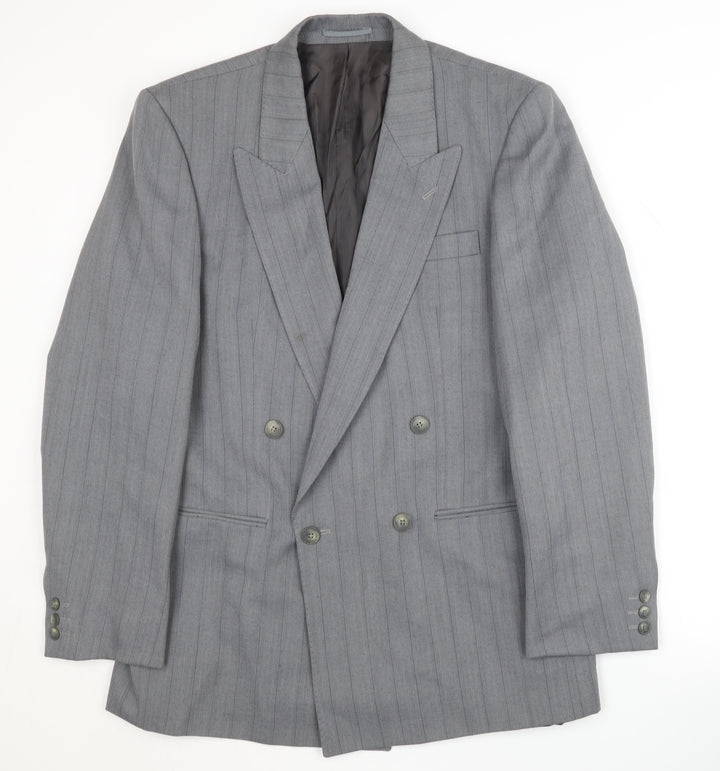 Hugo James Men's Grey Blazer, Size 38, Double-Breasted