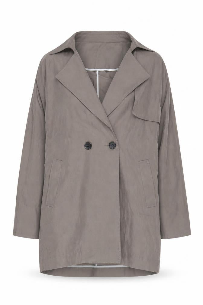 Front view of Darimeya Women's Brown Trench Coat, size S/M