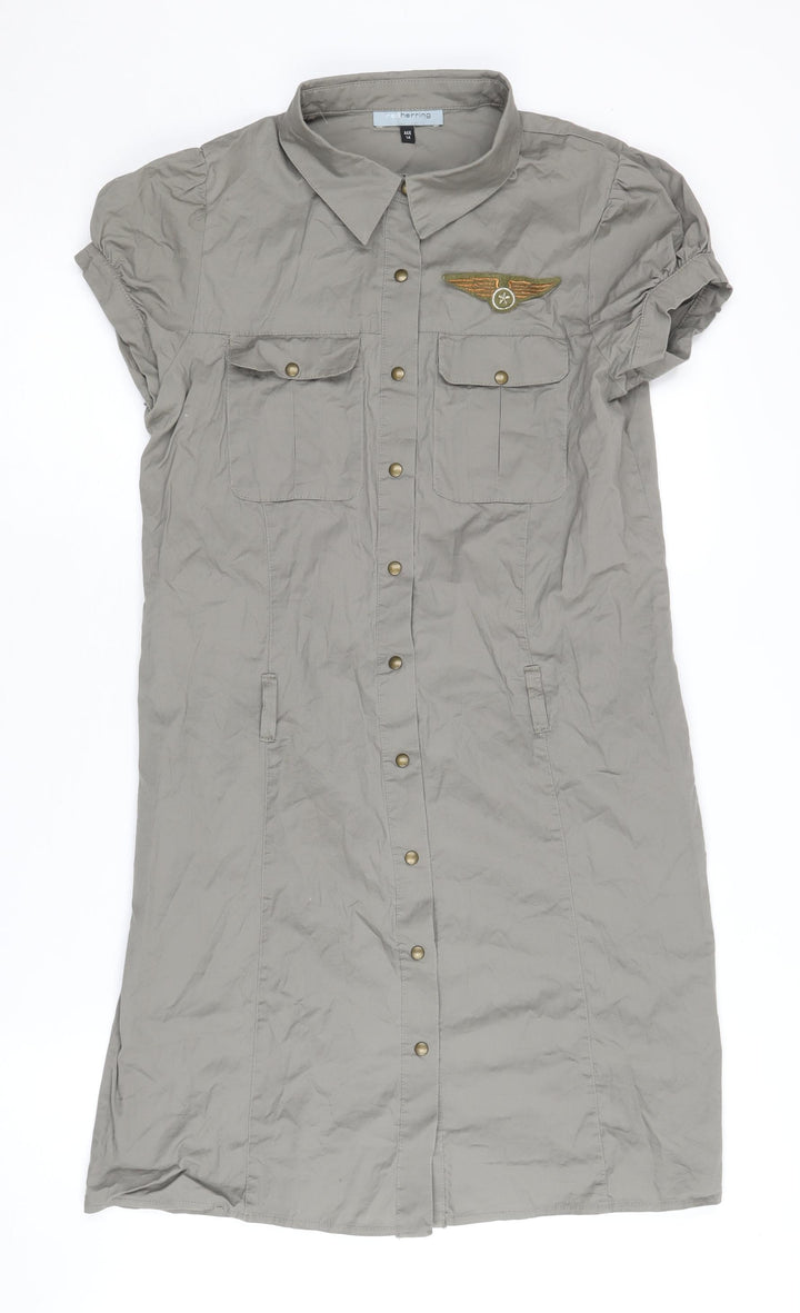 Red Herring Girls Grey Shirt Dress Age 14 with Short Sleeves