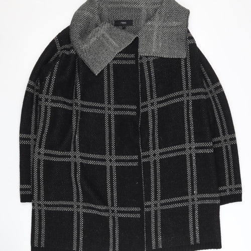 Next Women's Black Check Collared Open Front Cardigan, Size L