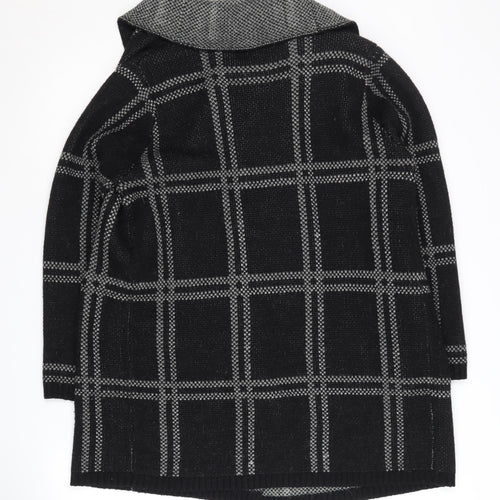 Next Women's Black Check Collared Open Front Cardigan, Size L