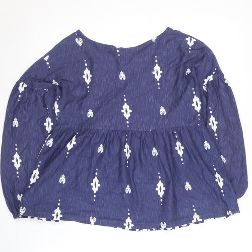 Next Women's Blue Geometric Tunic Blouse, Size 8 Petite
