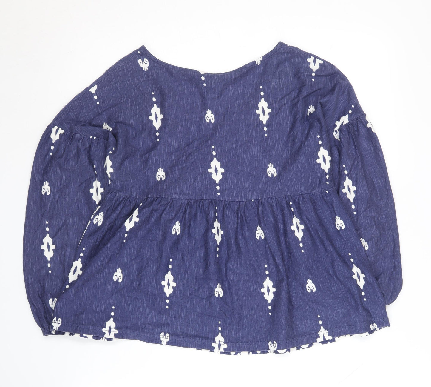 Next Women's Blue Geometric Tunic Blouse, Size 8 Petite