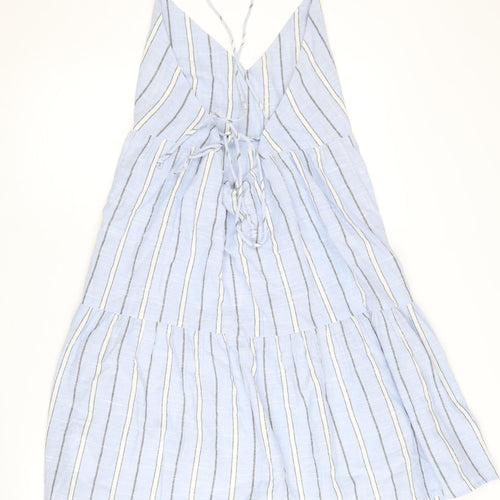 Mantaray Women's Blue Striped Cotton Summer Dress M