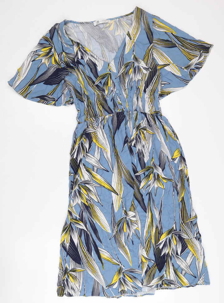 Cupshe Women’s Blue Floral V-Neck Dress M