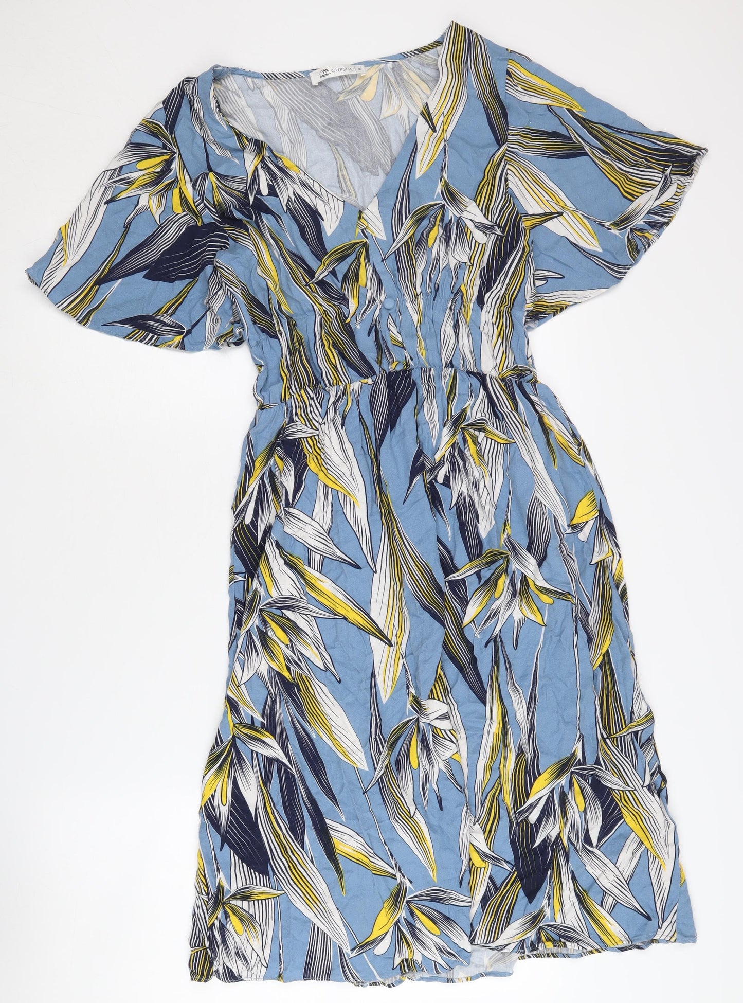 Cupshe Women’s Blue Floral V-Neck Dress M