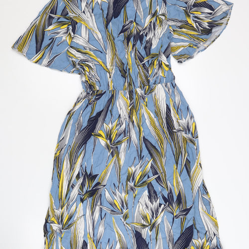 Cupshe Women’s Blue Floral V-Neck Dress M