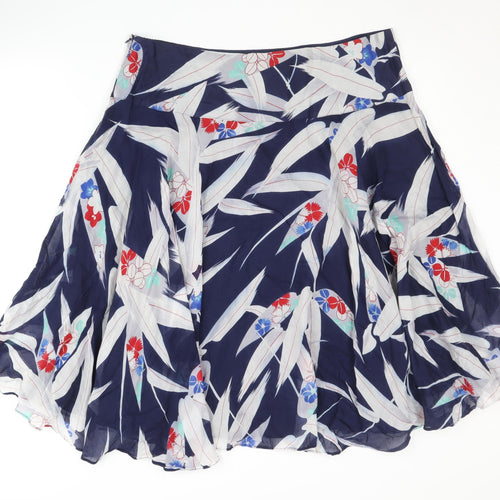 Monsoon Women's Blue Floral A-Line Skirt Size 16