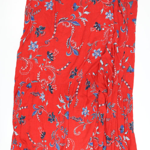 Marks and Spencer Women's Red Floral Dress, Size 22