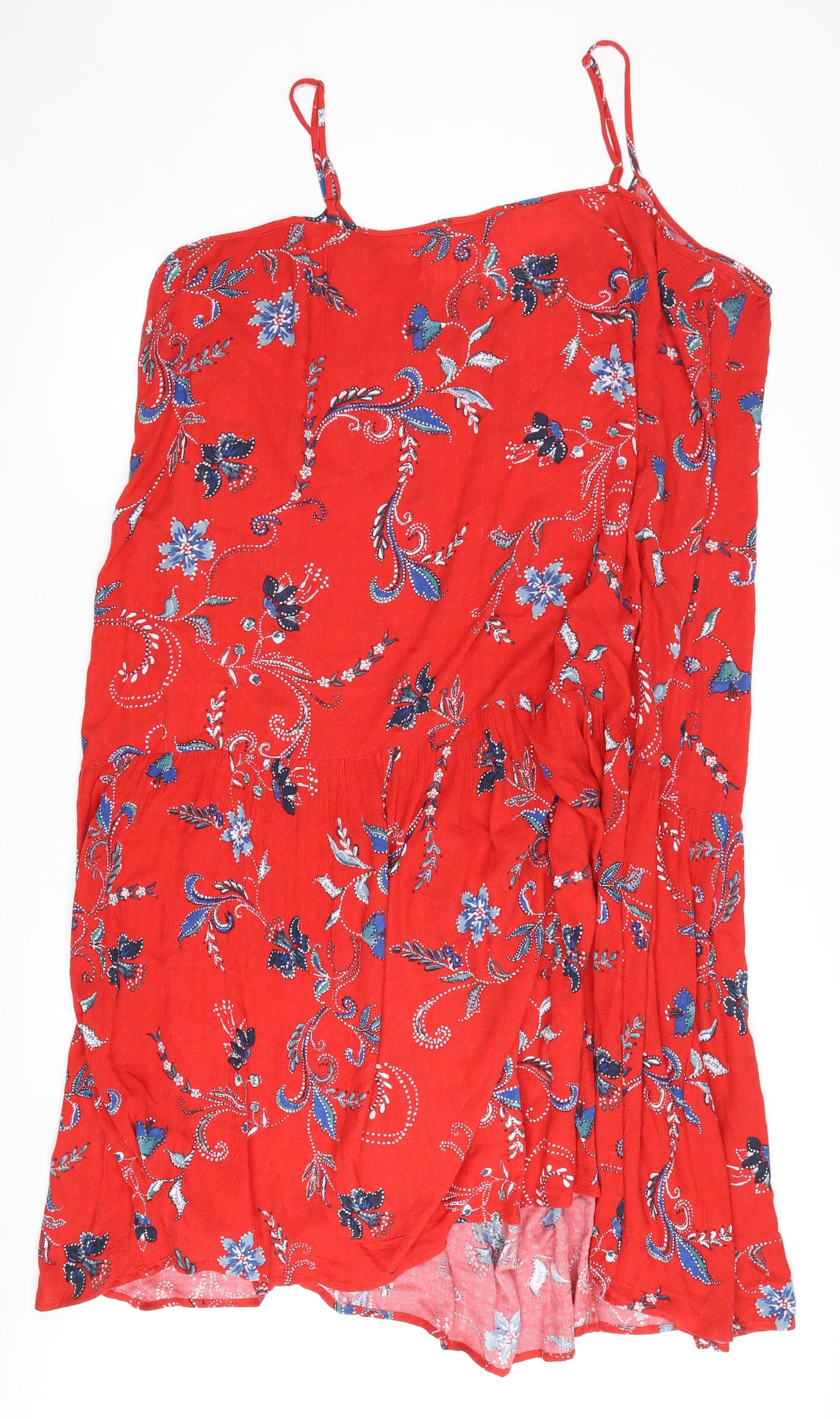 Marks and Spencer Women's Red Floral Dress, Size 22