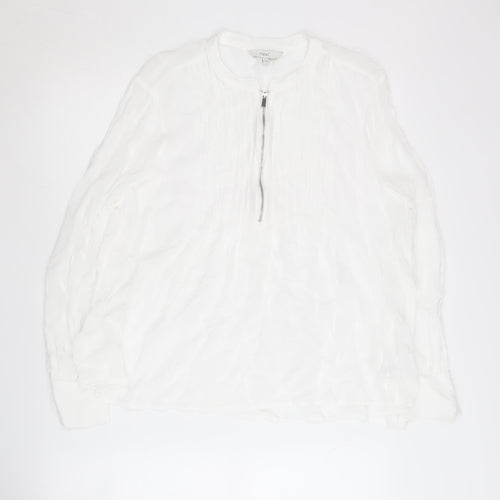 Next Women's White Long Sleeve Zip Top, Size 14