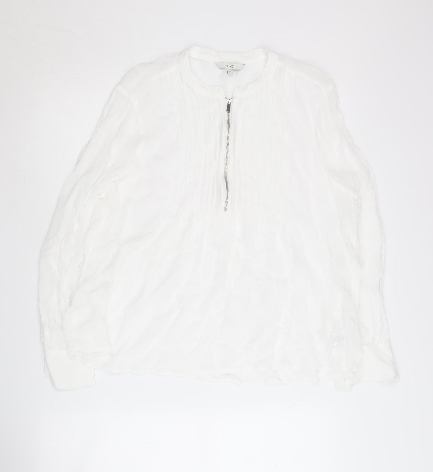 Next Women's White Long Sleeve Zip Top, Size 14