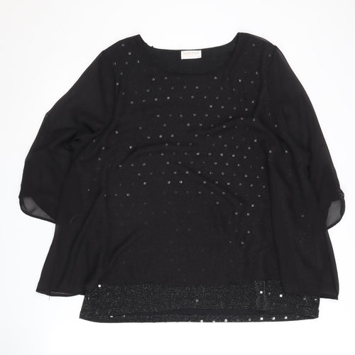 Anna Rose Women's Black Sequin Blouse XL
