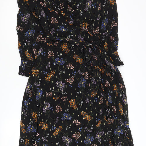 Marks and Spencer Floral Black Dress Women Size 8