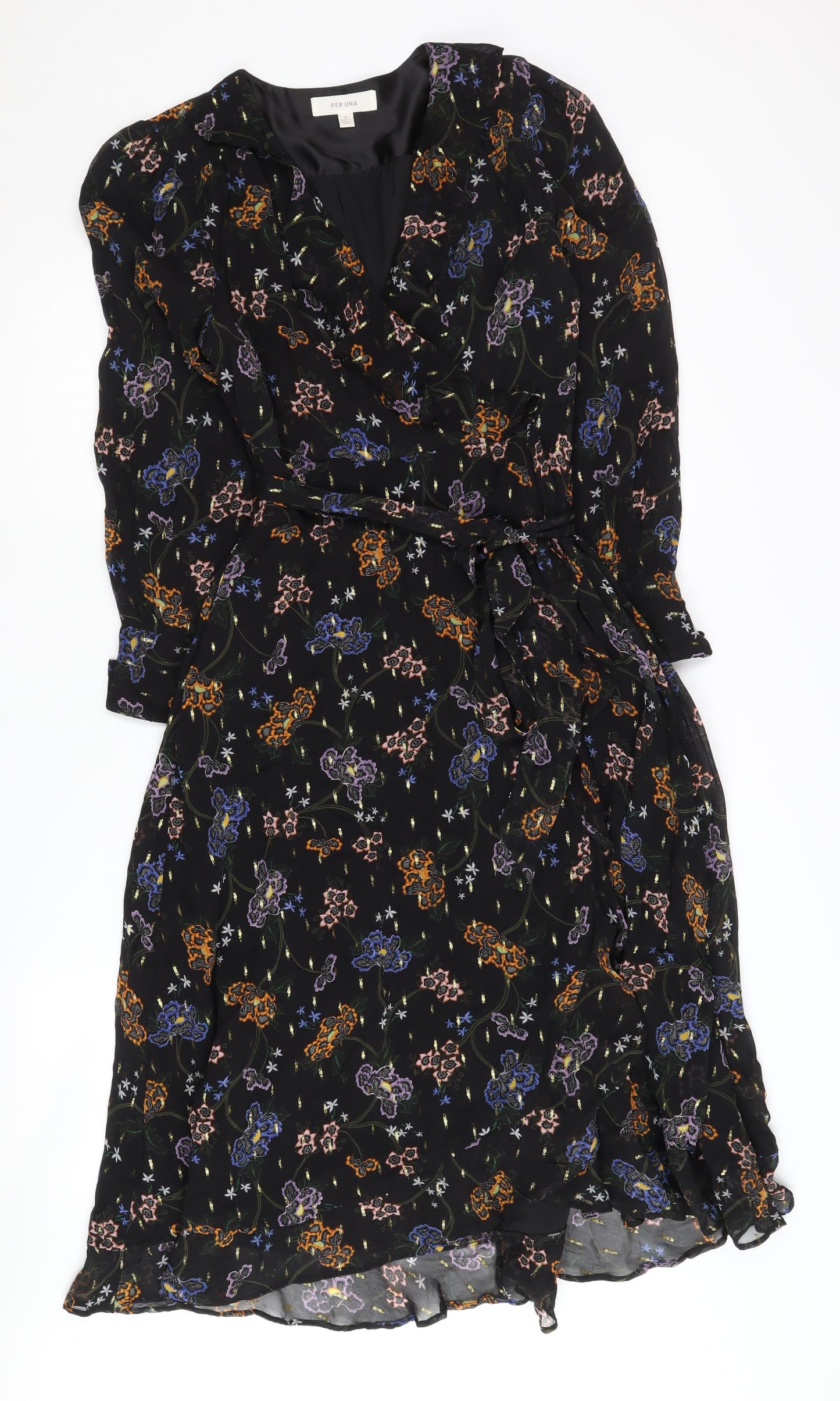 Marks and Spencer Floral Black Dress Women Size 8