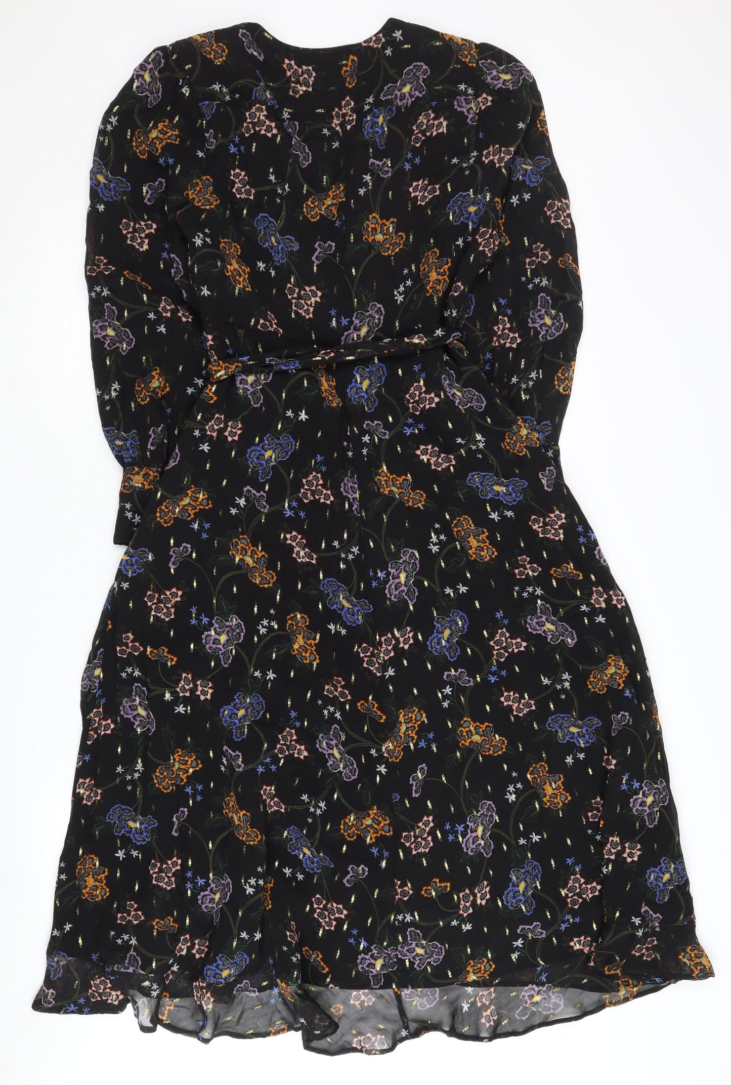 Marks and Spencer Floral Black Dress Women Size 8