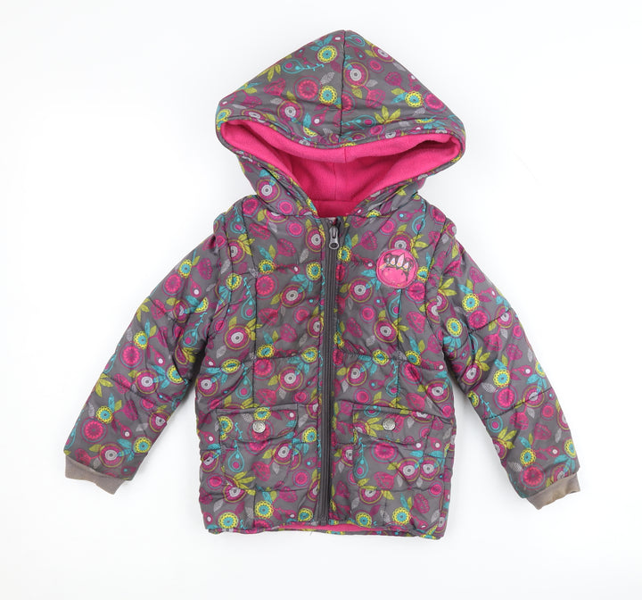 La Compagnie des Petits Girls' Floral Puffer Jacket, 3 Years