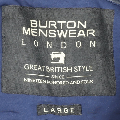 Burton Menswear Blue Hooded Parka Coat Large