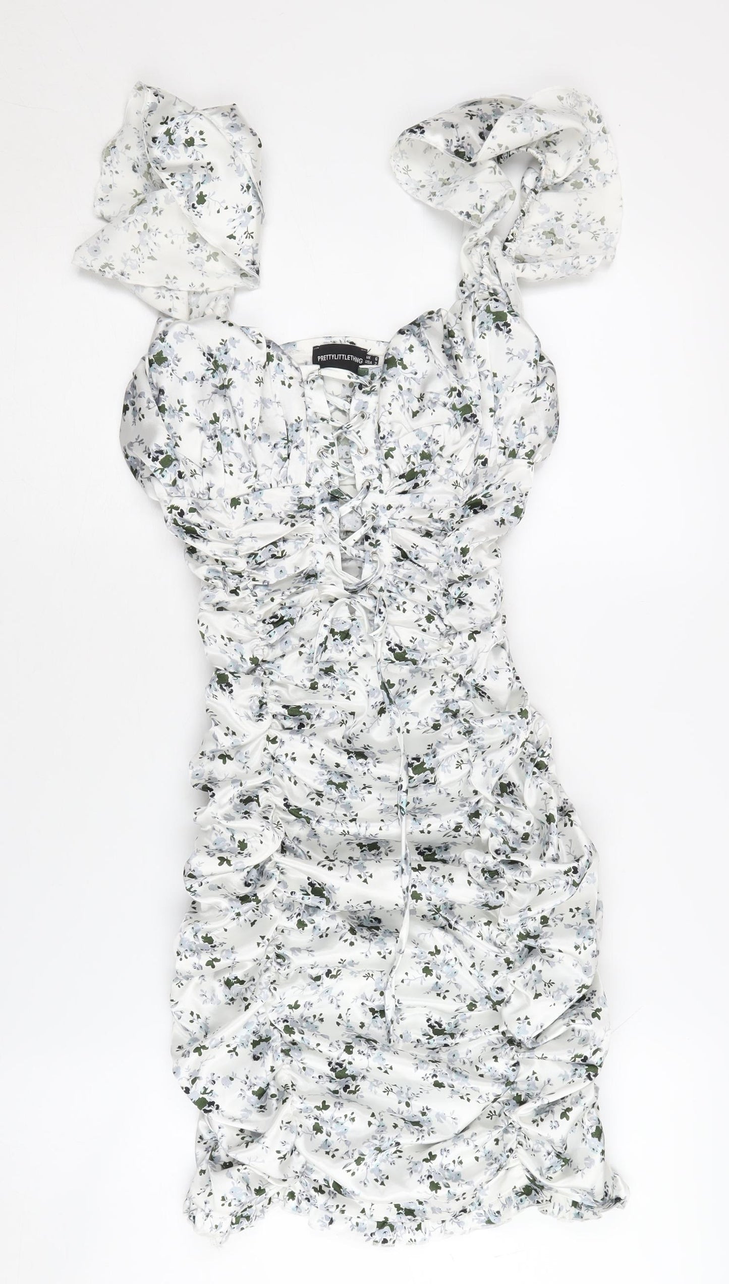 PrettyLittleThing Floral Bodycon Dress UK 6 Women