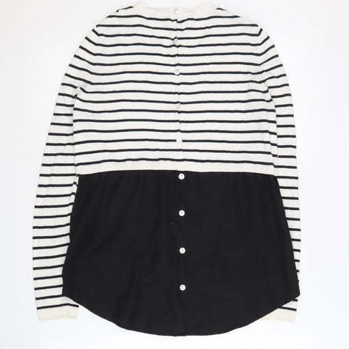 Oui Women's Black White Striped Cardigan Size 10