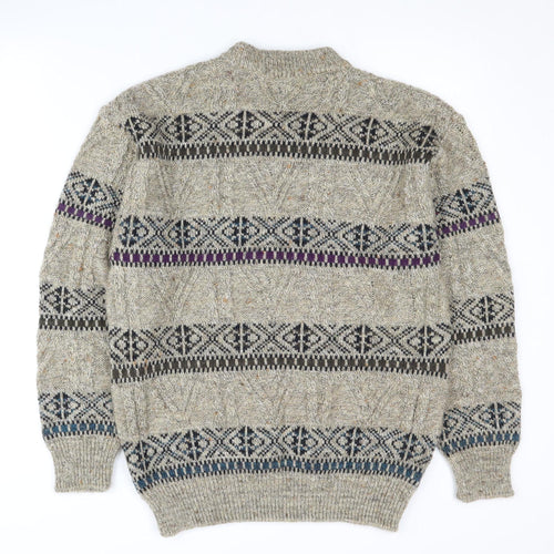 St Michael Men's Beige Medium Cable-Knit Pullover Jumper