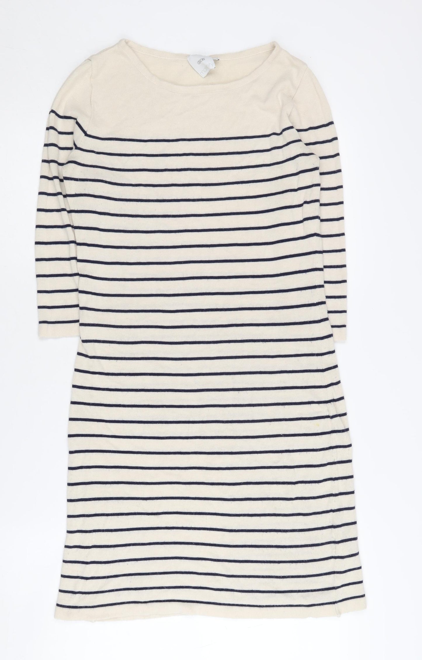 ASOS Maternity Beige Striped Shift Dress, Size 8