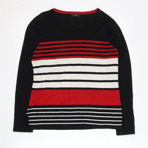 M&Co Women's Black Striped Pullover Jumper Size 14