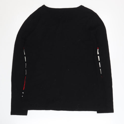 M&Co Women's Black Striped Pullover Jumper Size 14