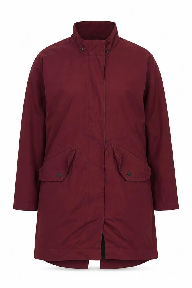 Front view of Kin Women's Long Red Coat, size 14