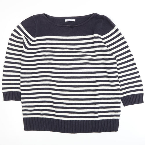 Damart Women's Boat Neck Striped Jumper - Black M