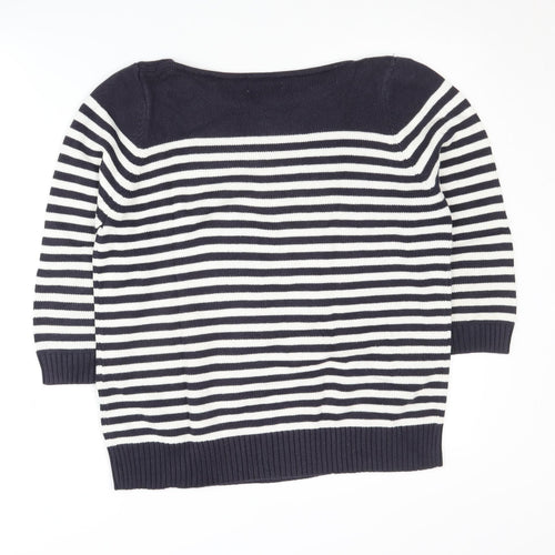 Damart Women's Boat Neck Striped Jumper - Black M
