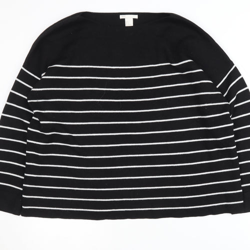 H&M Women's Black Striped Pullover Jumper L