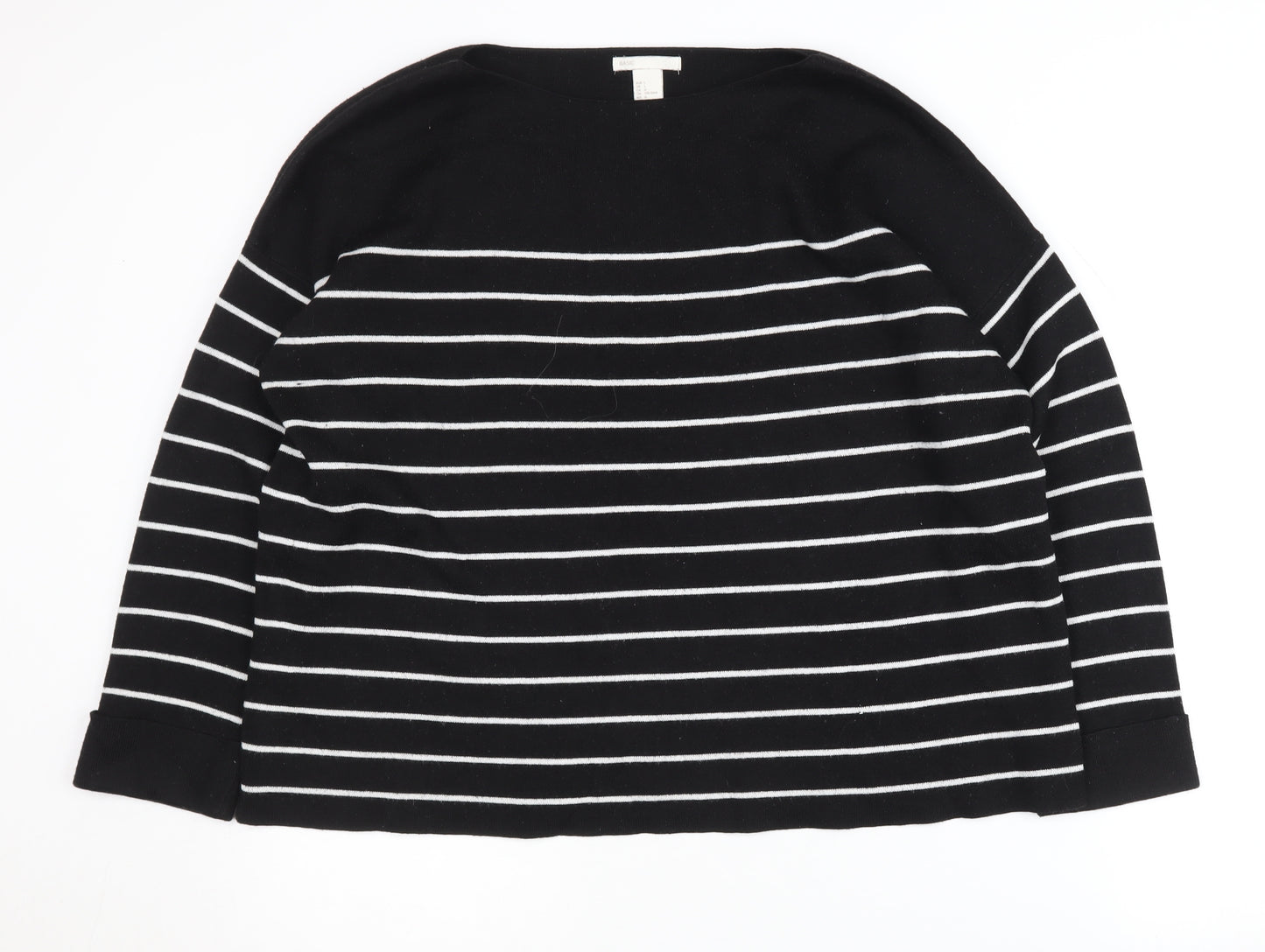 H&M Women's Black Striped Pullover Jumper L