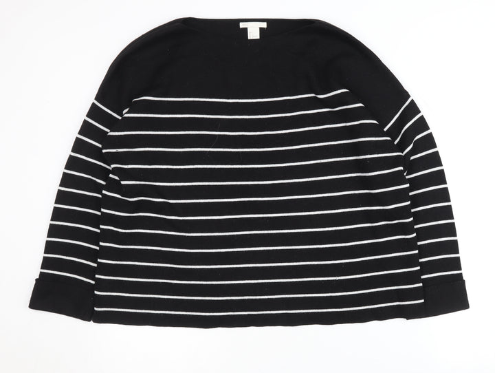 H&M Women's Black Striped Pullover Jumper L