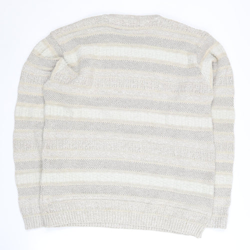 CASUAL CLUB Men’s Beige Striped Pullover Jumper S