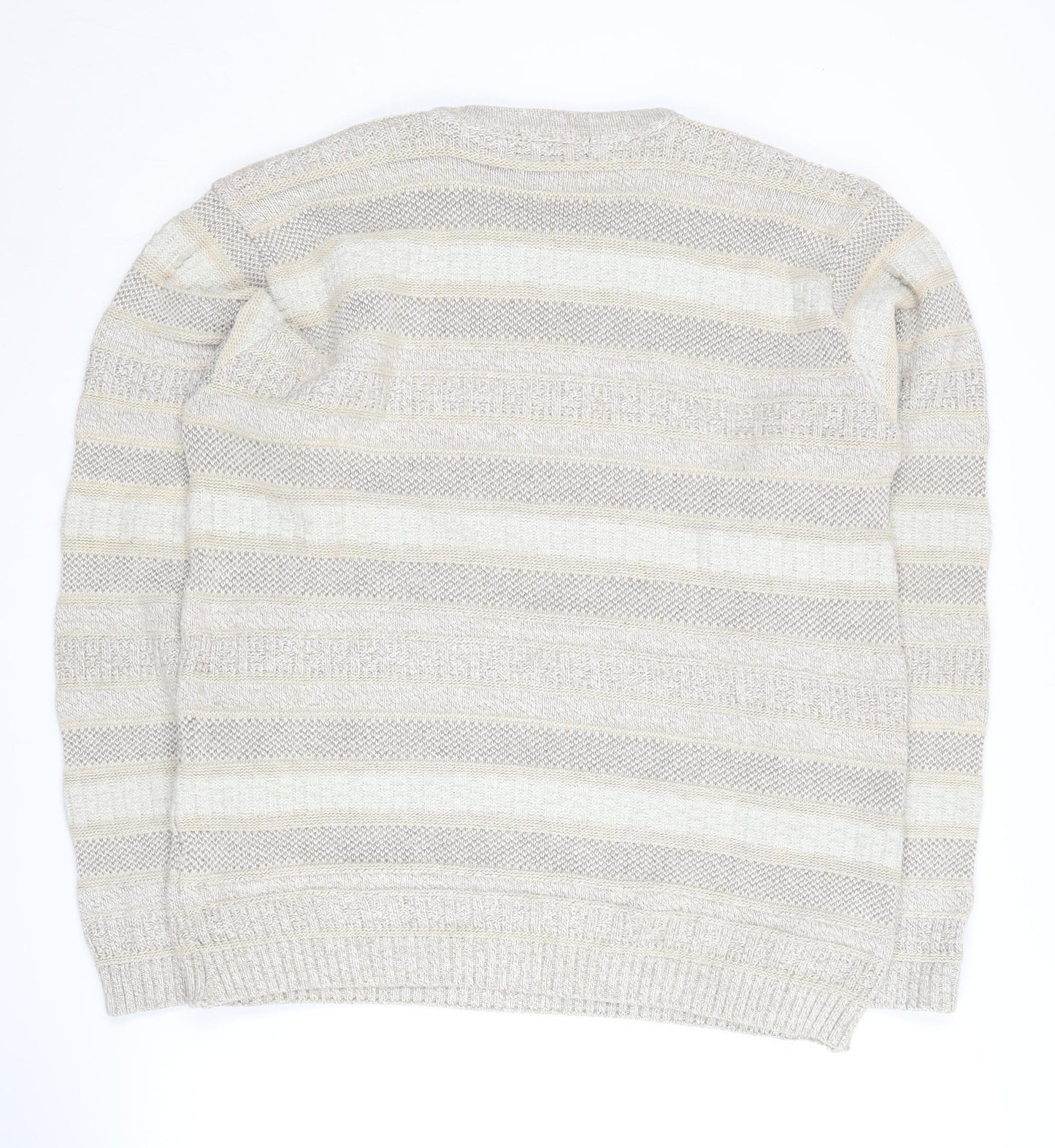 CASUAL CLUB Men’s Beige Striped Pullover Jumper S