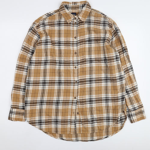 GAP Women's XS Brown Plaid Button-Up Shirt