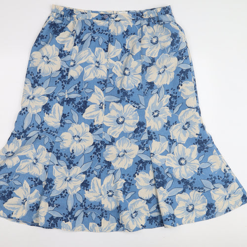 Eastex Women's Blue Floral A-Line Skirt Size 16