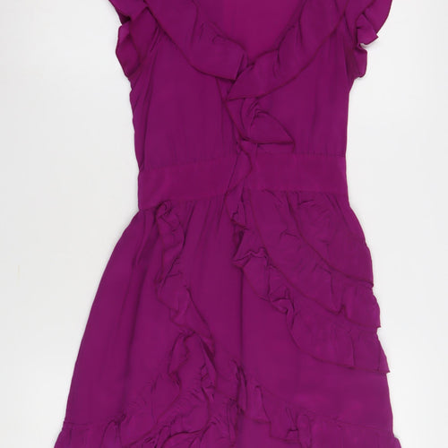 Warehouse Women’s Purple Silk Ruffle Dress
