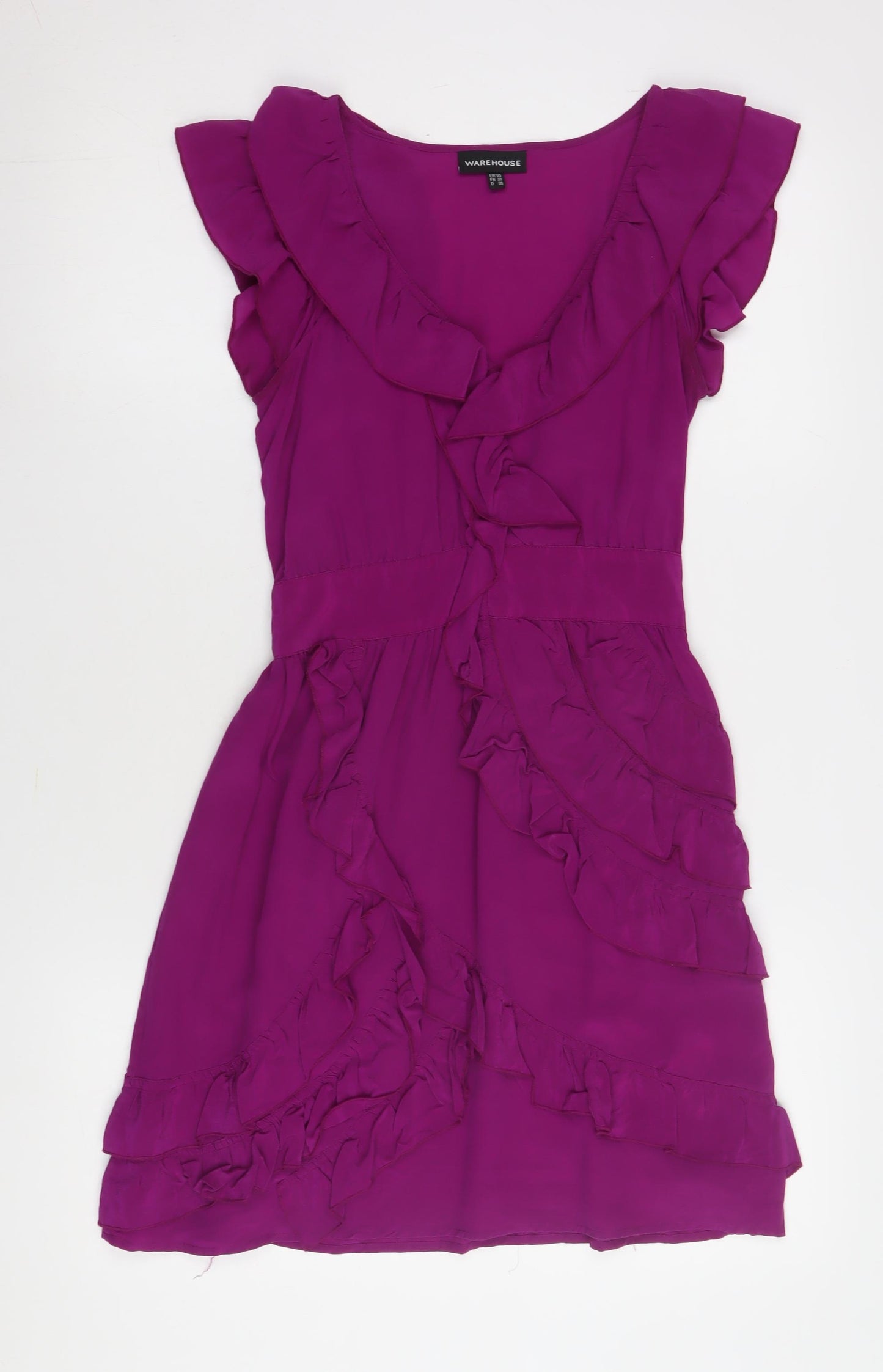 Warehouse Women’s Purple Silk Ruffle Dress