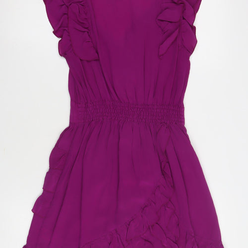 Warehouse Women’s Purple Silk Ruffle Dress