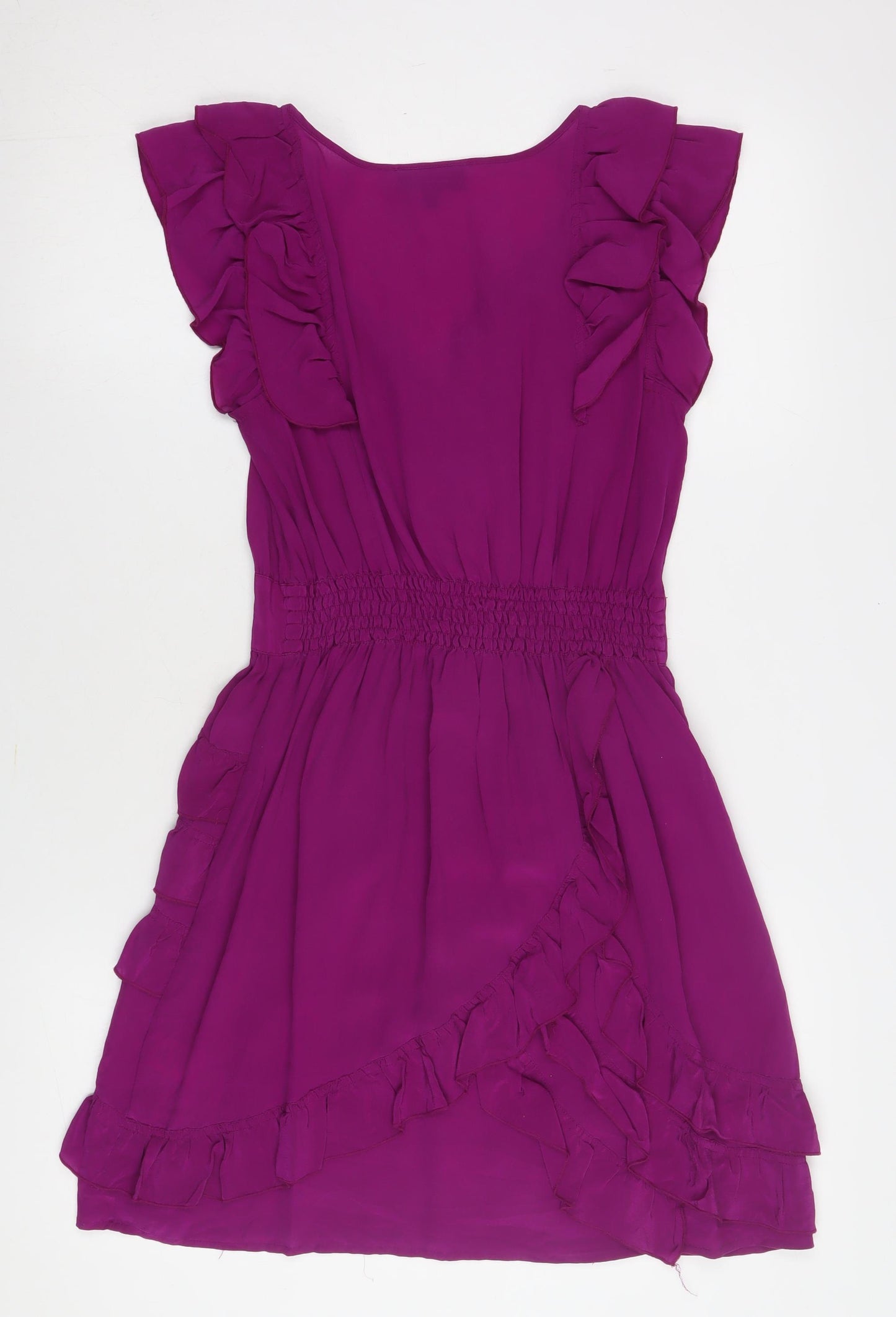 Warehouse Women’s Purple Silk Ruffle Dress