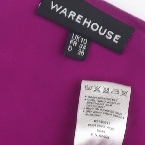 Warehouse Women’s Purple Silk Ruffle Dress