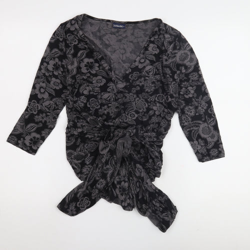 JoJo Maman Bébé Black Floral Wrap Blouse for Women M