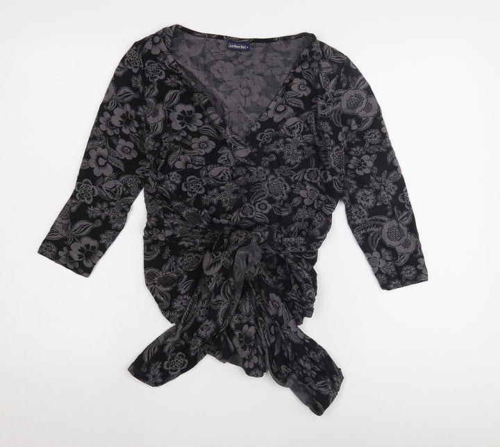 JoJo Maman Bébé Black Floral Wrap Blouse for Women M