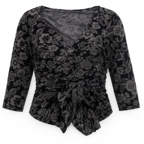 JoJo Maman Bébé Black Floral Wrap Blouse for Women M
