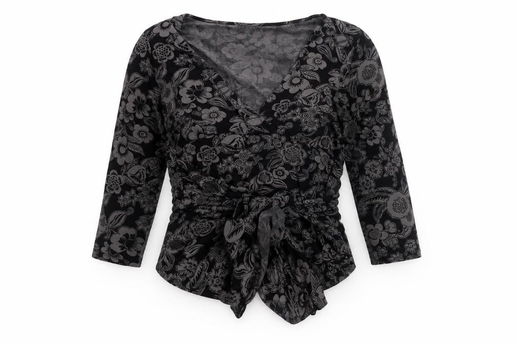 JoJo Maman Bébé Black Floral Wrap Blouse for Women M