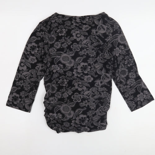 JoJo Maman Bébé Black Floral Wrap Blouse for Women M